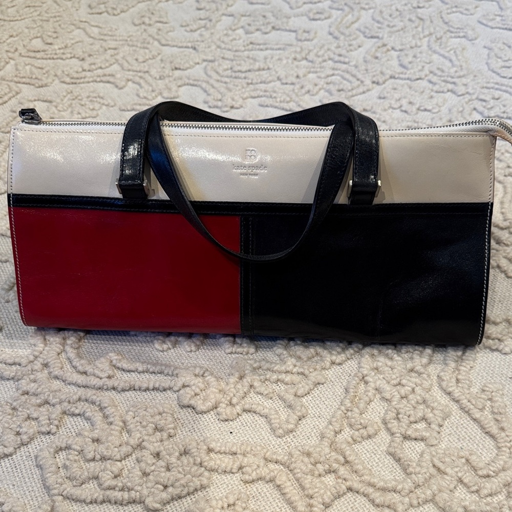 Kate Spade Vintage Tri-Color Envelope Bag in Red, Black, and Cream